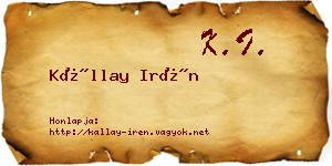 Kállay Irén névjegykártya